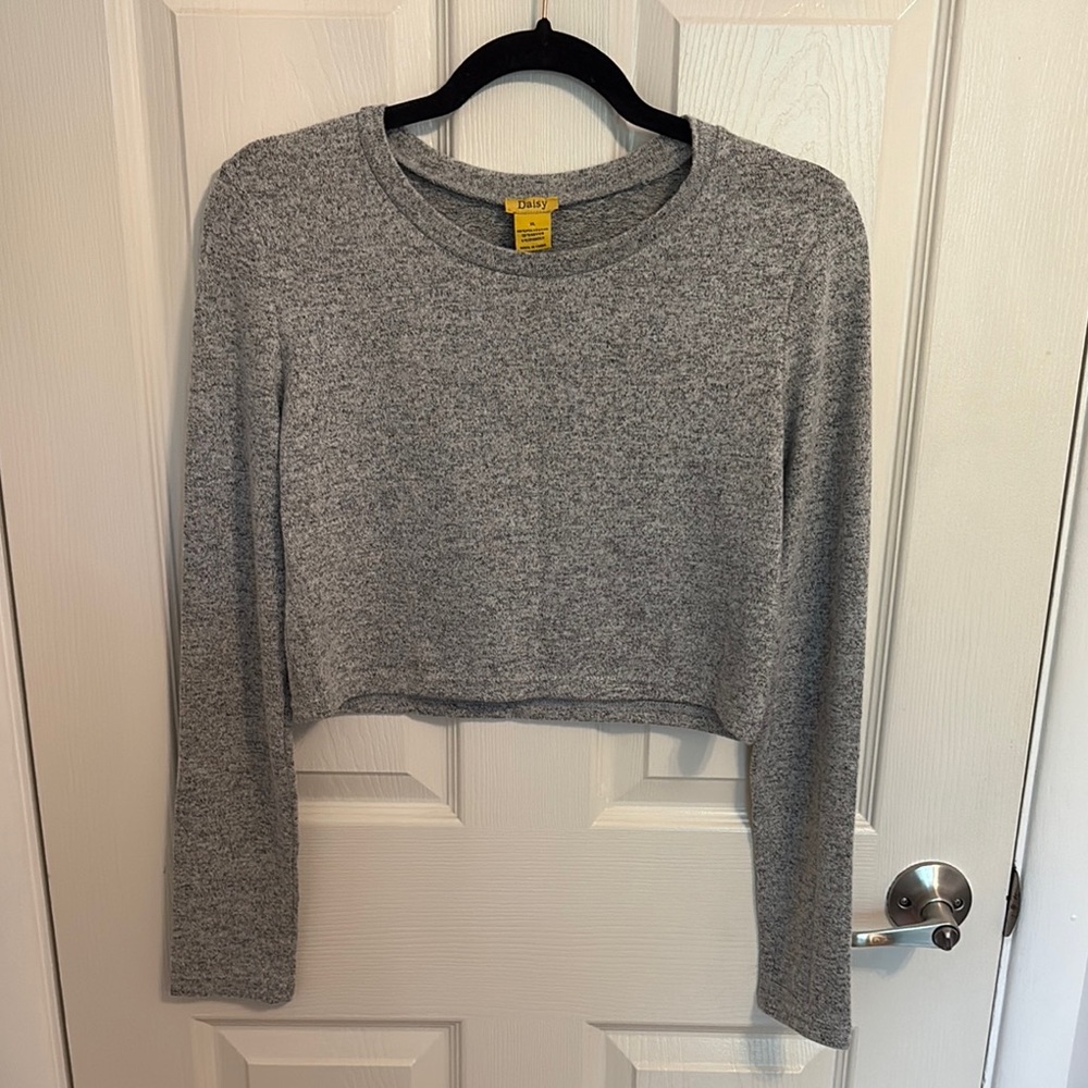 Gray Long Sleeve Crop Top